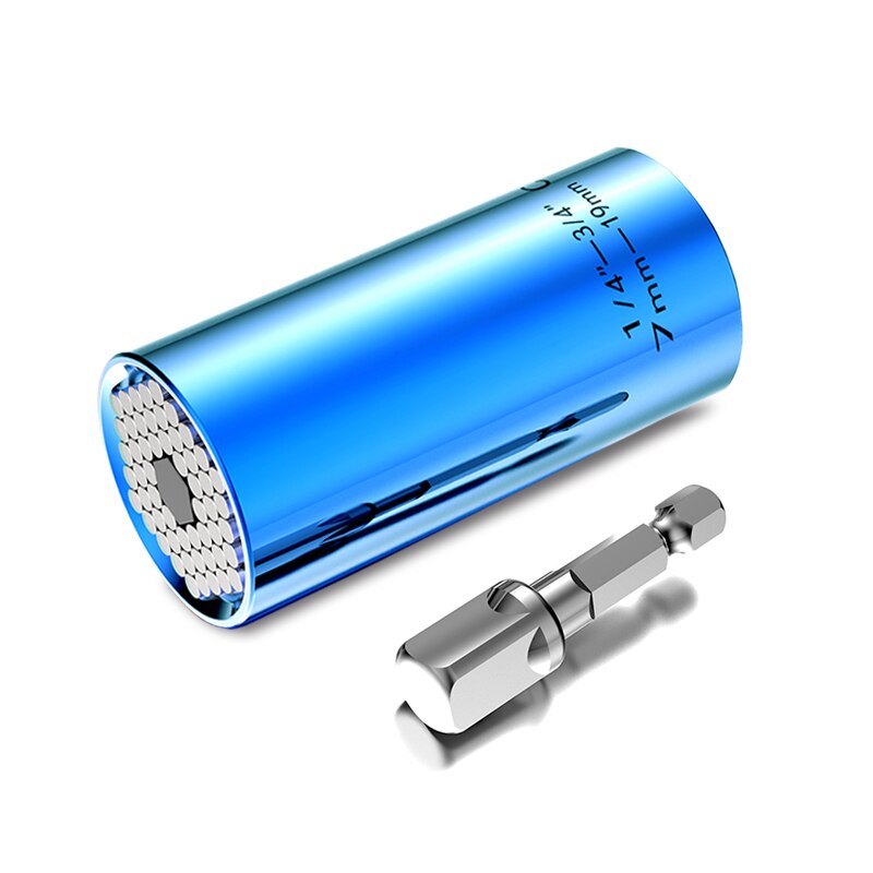 7-19mm universal momentnyckelhuvud set hylshylsa borrmaskin spärrbussning nyckel magisk nyckel grepp handverktyg gör-det-själv-verktyg yl: 2 st blå