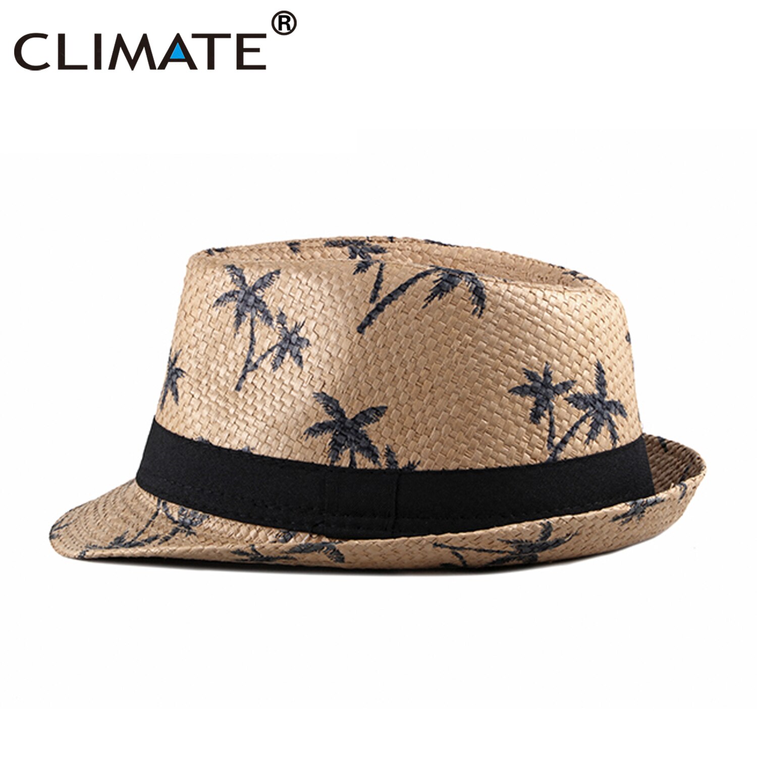 CLIMATE Cool Straw Hat Seaside Beach Cool Coconut Hat Vacation Trip Fedora Panama Straw Hat Paper Retro Fedora Hat Cap