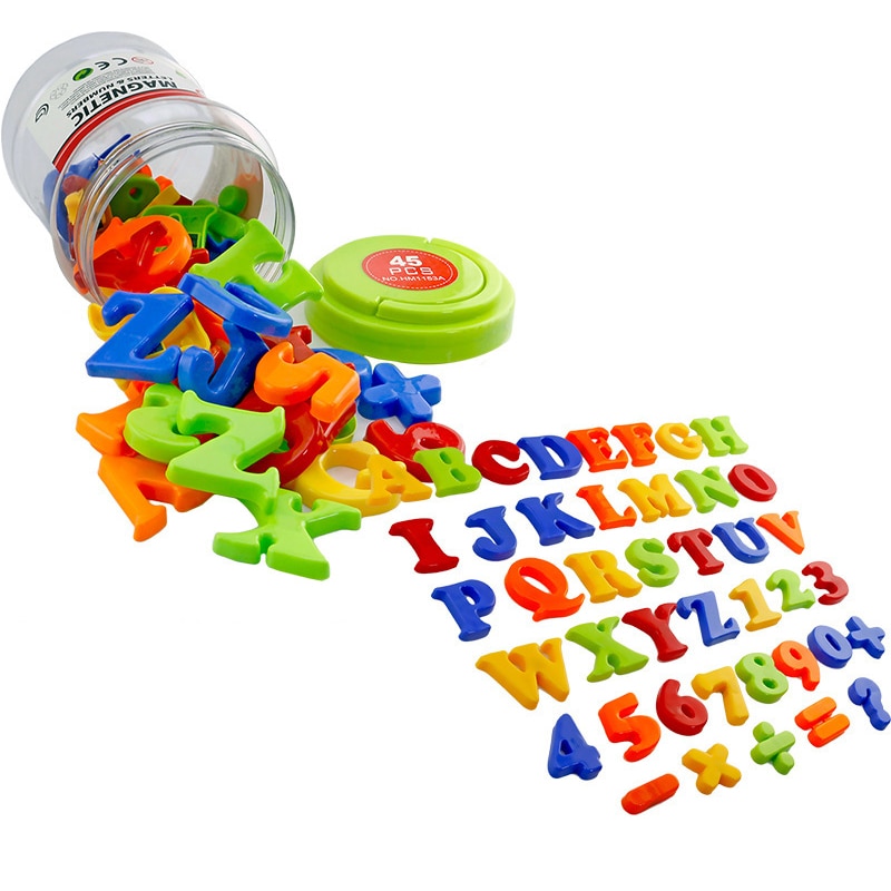 Magnetic Alphanumeric Alphabet Educational Refrigerator Magnet(26 Capital Letters+10 Numbers+6 Notation) 1 Set