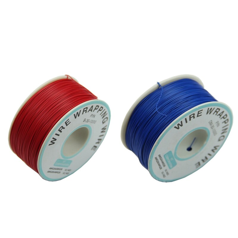 2 Stuks 0.25Mm Wire-Wrapping Wire 30Awg Kabel 305M -Red & Blue