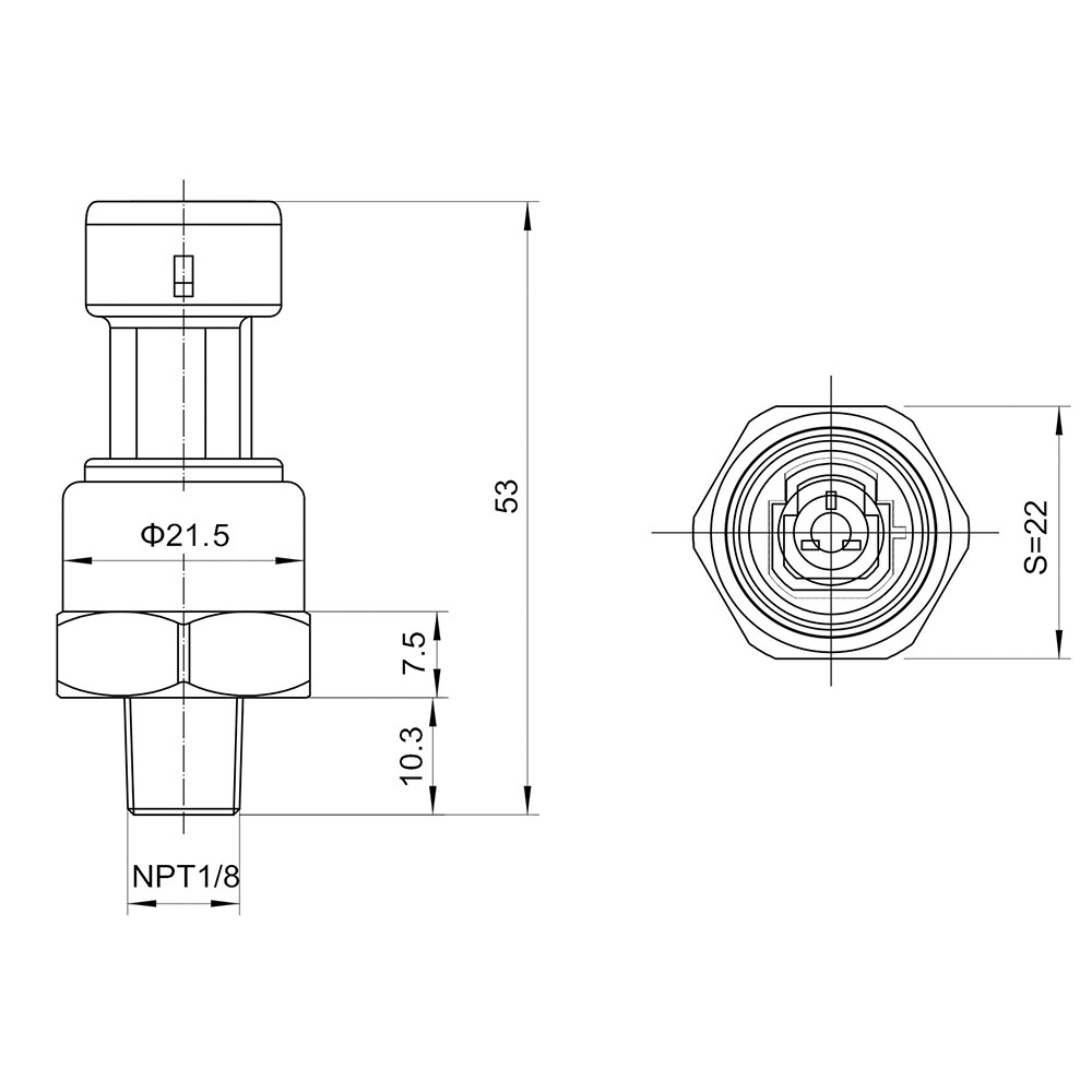 Trycksensor givare sändare för vattenolja bränsle gas luft 1/8 npt  dc 5v keramisk sensor rostfritt stål 5-300 psi tillval