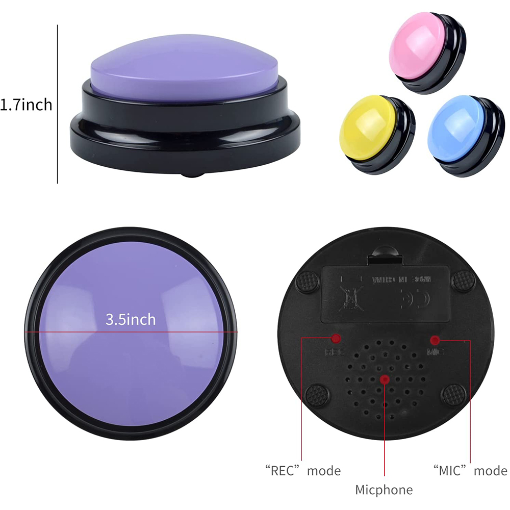 4Pcs Voice Recording Button Recordable Dog Talking Buttons for Communication Dog Voice Command Buttons 30 Second Record