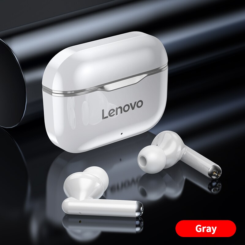 Original Lenovo LP1 TWS auricular inalámbrico Bluetooth 5,0 estéreo doble reducción de ruido bajo Control táctil Larga modo de reposo 300mAH: Lenovo LP1 Gray