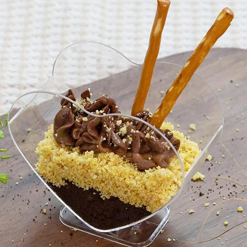 10 stks-Hartvormige mousse cup pudding cup hartvormige jelly cup tiramisu cup Dessert cup Plastic dessert cup