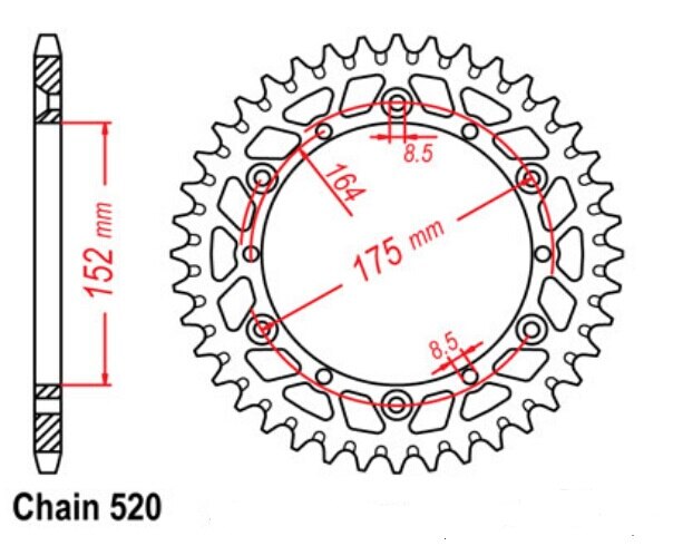 520 Pitch Drive Chain & Sprocket Kit For Yamaha IT250, YZ250, YZ465, YZ490