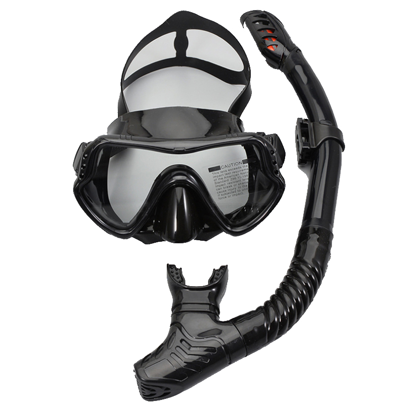 Maschera professionale per immersioni subacquee e snorkeling occhiali antiappannamento occhiali da nuoto nuoto Set di tubi per respiro facile: Black  A