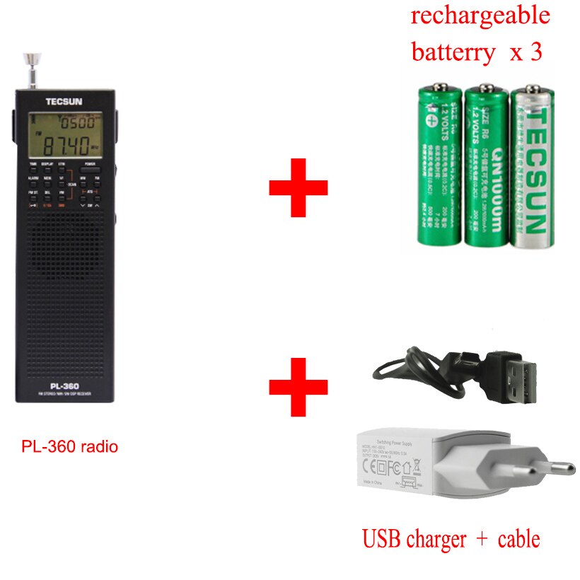 Tecsun – radio numérique FM/MW/SW pleine bande PL-360, démodulation numérique, stéréo de poche pour personnes âgées, chargeur à semi-conducteur de Campus