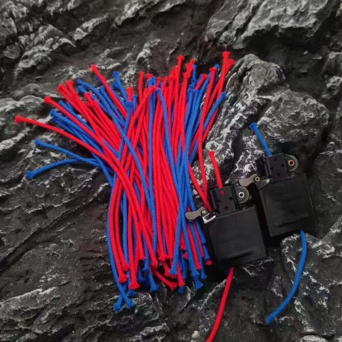 Mèches en pur coton rouge/bleu de 100cm de Long, avec aiguille, pour briquet Zippo Zorro et la plupart des briquets à essence, accessoires de réparation de remplacement