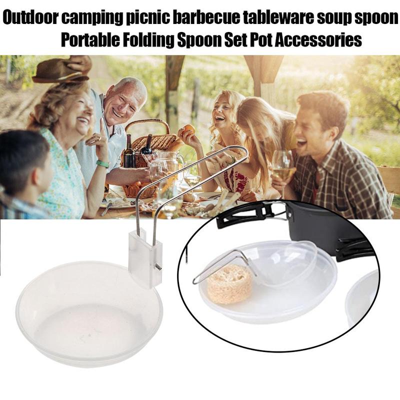 Draagbare Transparante Plastic Vouwen Lepel Keuken Gebruiksvoorwerp Outdoor Koken Pollepel Soep Voor Outdoor Camping