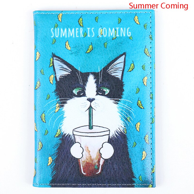 Okładka na paszport dla kota portfel podróżny Pu skórzany pokrowiec Organizer robić dokumentów ochraniacz: 2