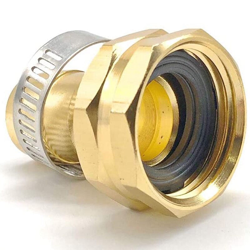 4 Sets Brass 3/4 inch Garden Hose Mender End Repair Male Female Connectors with Clamp