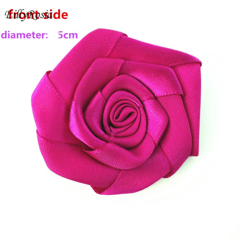 Accesorios para manualidades de EillyRosia, ramo de novia de 5 cm, ramo de flores planas, brotes de rosas, Rosa de satén, ramo de flores, multicolor opcional