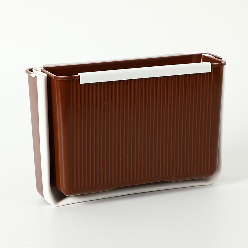 Cubo de basura colgante para cocina, papelera plegable montada en la pared, para baño, inodoro, Coche: Brown