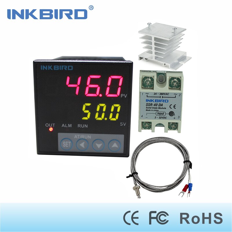 Inkbird ITC-106VH PID Temperature Controllers + K sensor + 40A SSR + heat sink, Solid State Relay for Sous Vide, thermocouple k