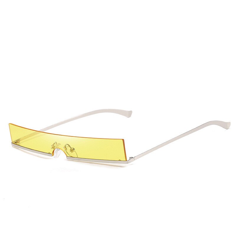 Trend 90 S Zonnebril Vrouwen Vintage Metalen Frame Kleine Zonnebril Vrouwelijke Skinny Rechthoekige Cat Eye Sunglass Shades: silver yellow