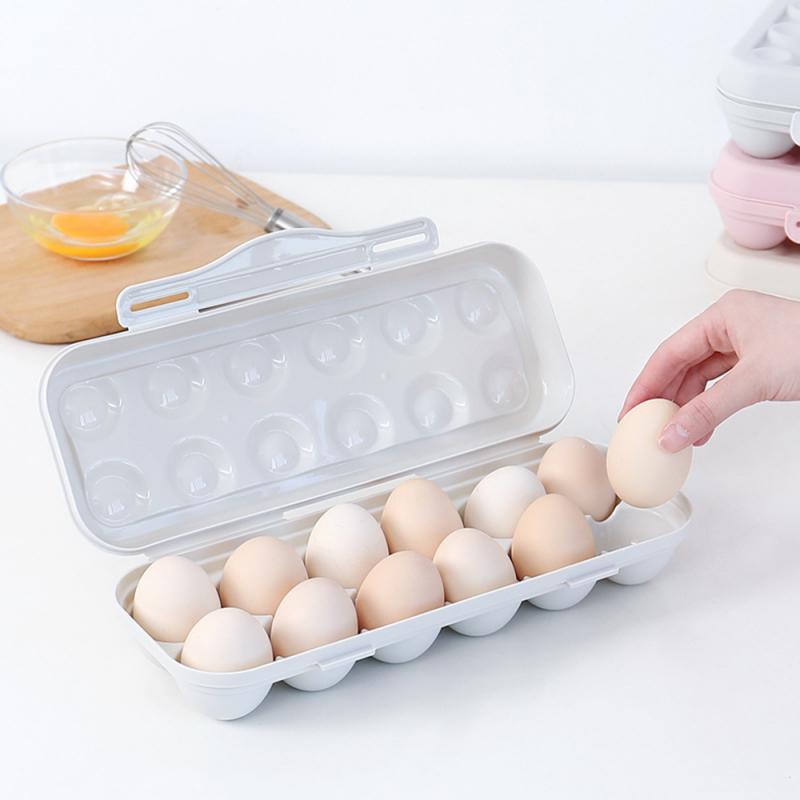 Kitchen Egg Tray Holder Egg Storage Box Refrigerator Crisper Storage BBQ ShockProof Egg Holder Cover Locks Container