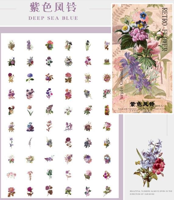 60Pcs Grote Maat Zwavelzuur Papieren Bloem Stickers Diy Scrapbook Basis Collage Mobiele Telefoon Case Dagboek Sealing Decoratie: D  60pcs 1bag