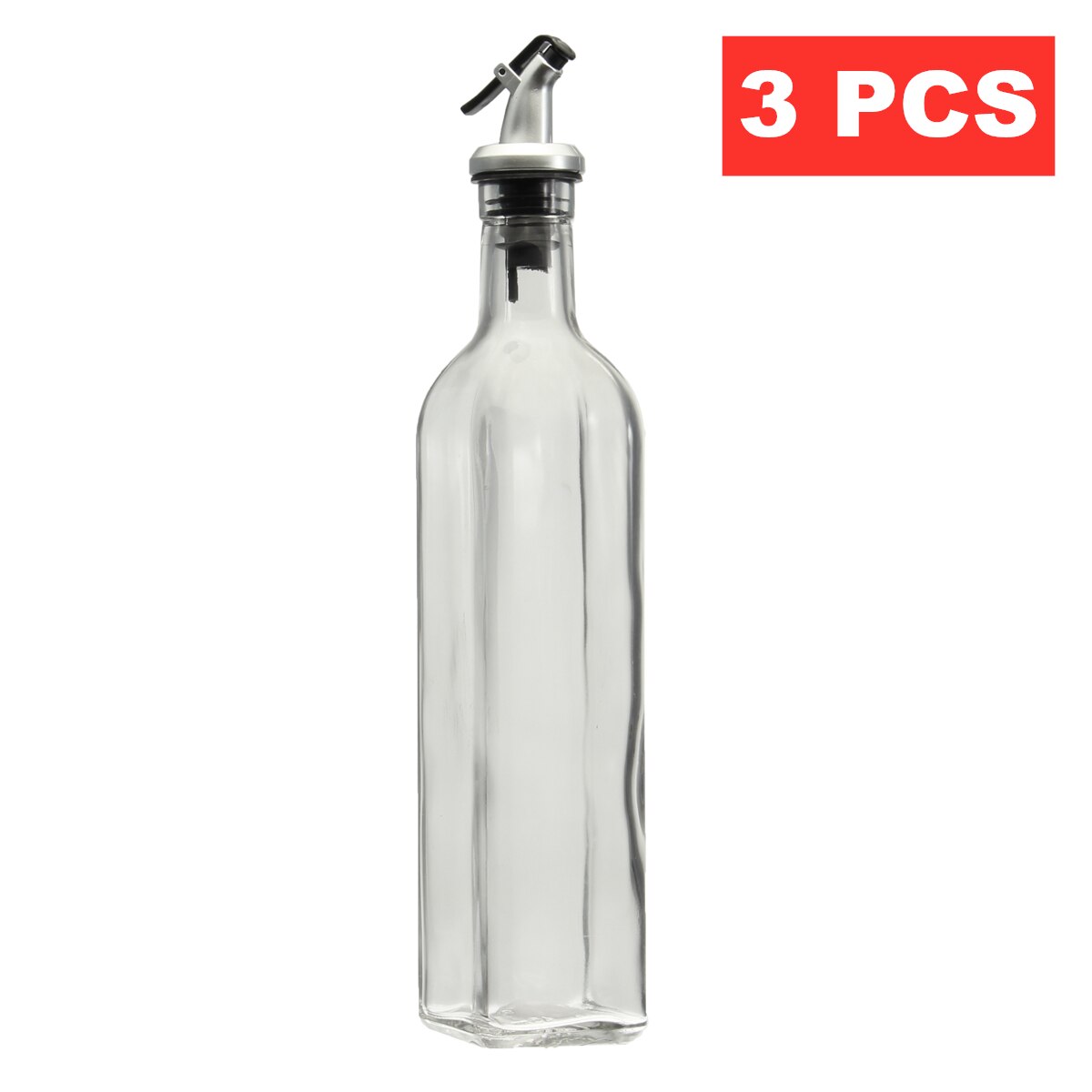 500Ml 18Oz Glazen Fles Olie Transparante Dispenser Schenker Flessen Keuken Koken Opslag Gereedschap Container & Opbergrek: 3pcs