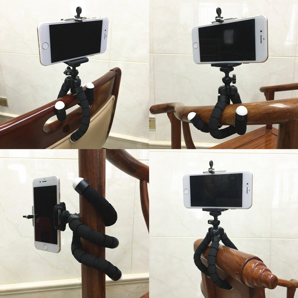 GAQOU Tripod + Clip Stand Mini Flexible For Camera Mobile Phone Holder Stand Flexible Octopus Sponge Tripod Bracket with Remote