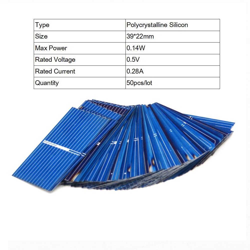50Pcs Zonnecellen 125 156 Polykristallijne Zonnepaneel 52 78 Diy Oplader Batterij 5V 6V 12V Silicon Sunpower 5/6 Inch Poly
