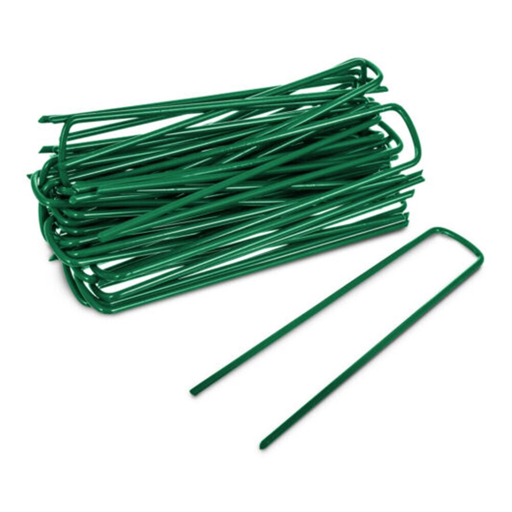 10 unids/set de pasadores verdes en forma de U para césped Artificial, carpa de acero galvanizado, estacas para suelo, pasadores en forma de U
