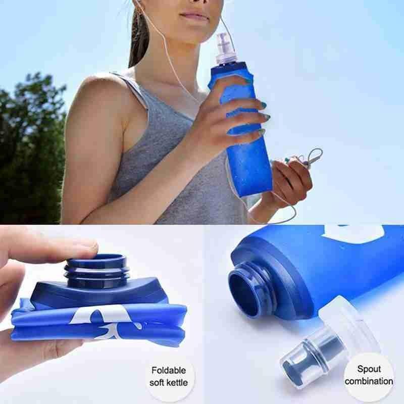 Sport Tpu Inklapbare Vouwen Zachte Fles Water Zak 500Ml Hydratatie Cup Water 250Ml Waterkoker Blaas Push Water Flessen