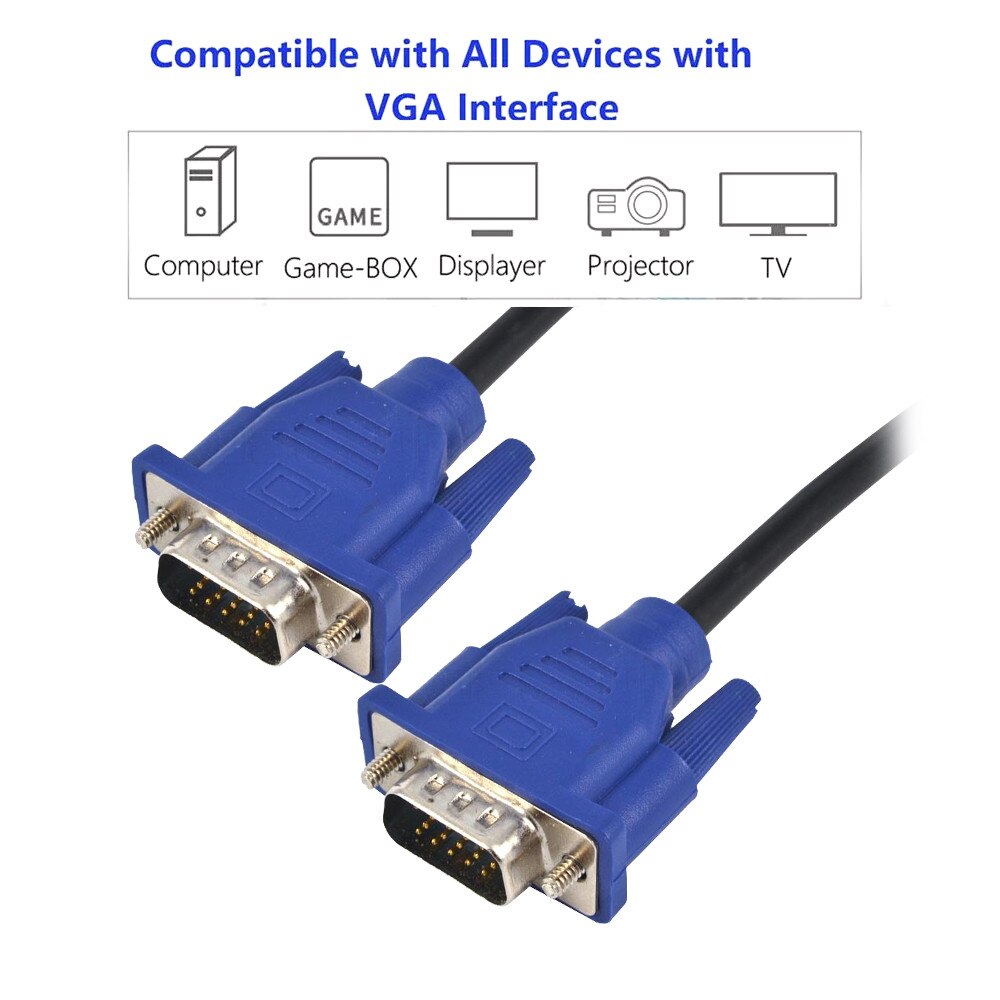 2022 1.3m vga til vga kabel 15 ben han til han forlængelse konverter stik til computer skærm projektor pc tv adapter