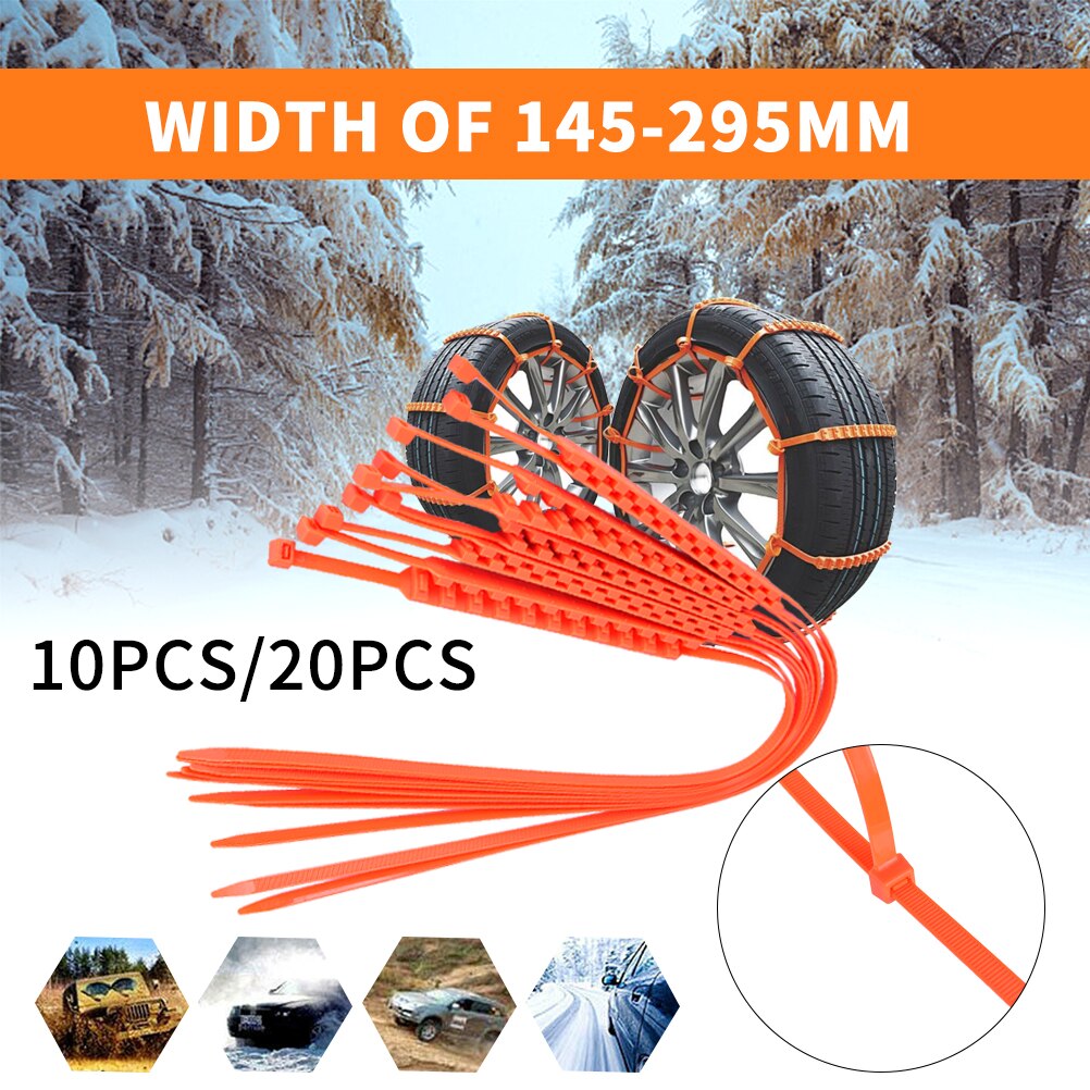 10pz catene da neve per auto pneumatici da neve pneumatici di emergenza fascette antiscivolo in nylon.