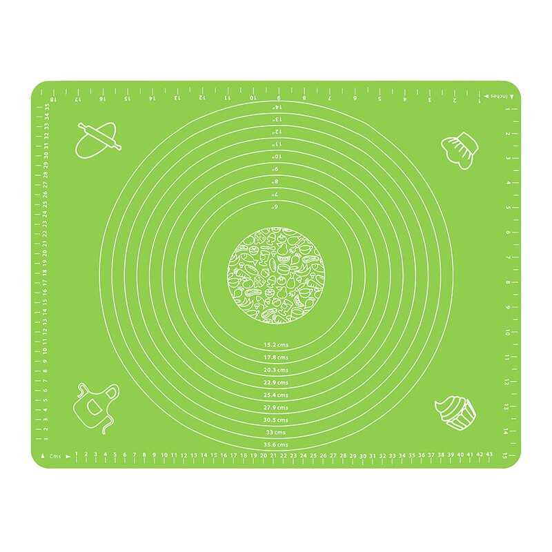Non-stick Silicone Baking Mat with Scale Dough Pad Kneading Dough Non Stick Pastry Crepes Pizza Dough Mats Kitchen Baking Tools: green