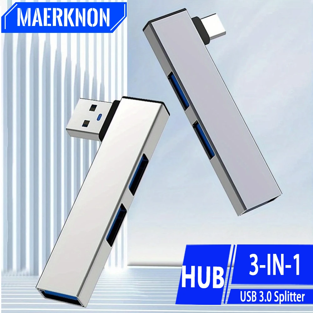 Usb-hub met 3 poorten, dockingstation, usb 3.0/ type  c 3.0 to , 3 usb-hubs, hoge snelheid 5.0 gbps, draagbare multiport-splitter voor macbook
