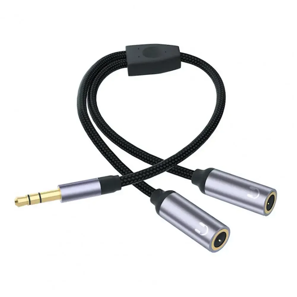 Rozdzielacz słuchawek 2 w 1, pleciony nylon, podwójny męski mikrofon 3,5 mm, kabel przejściowy audio na żeński 3,5 mm, akcesoria komputerowe: BIAŁY