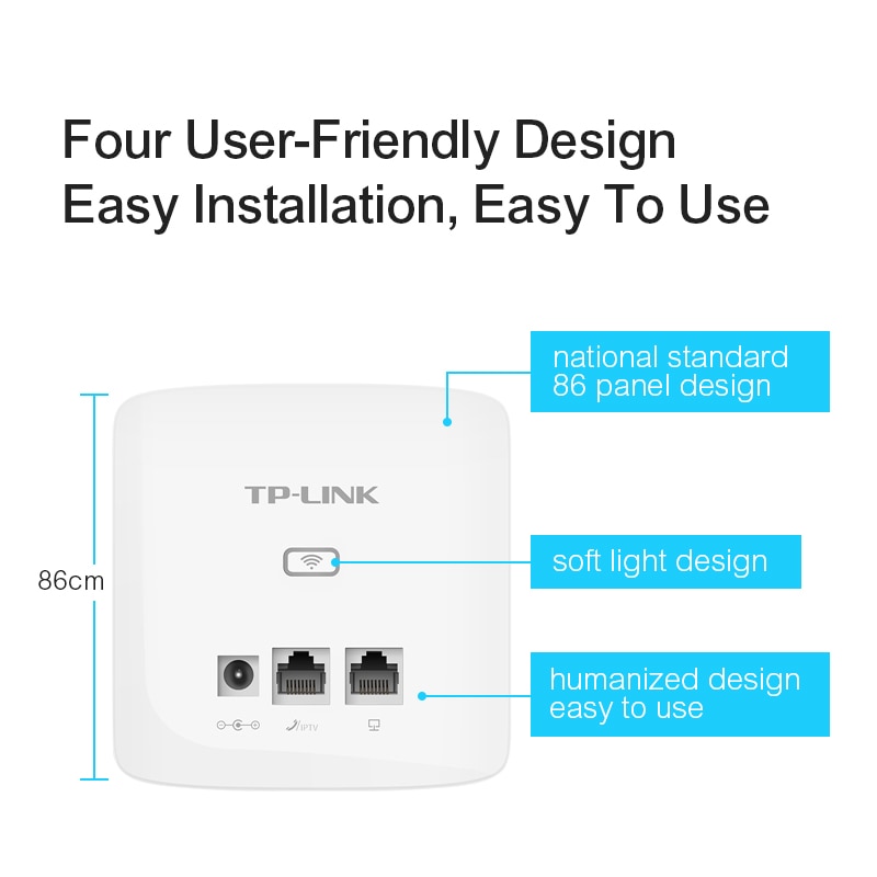 TP-Link 300MBbps Indoor Wall Embedded Wireless WiFi Router repeater TL-AP300I-DC AP Wireless Access Point 9VDC/0.6A DC power