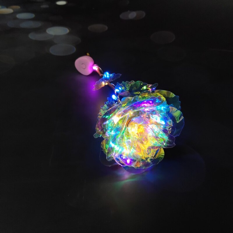 Simulation Eternity Rose Flower Valentine'S Day Romantic Flower Wedding Beautiful LED Luminous#: Light