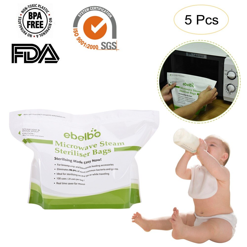 5 Pcs Herbruikbare Magnetron Sterilisator Zakken Snel Schoon Desinfectie Stoom Tas Voor Baby Flessen Fopspenen Bijtringen & Training Kopjes
