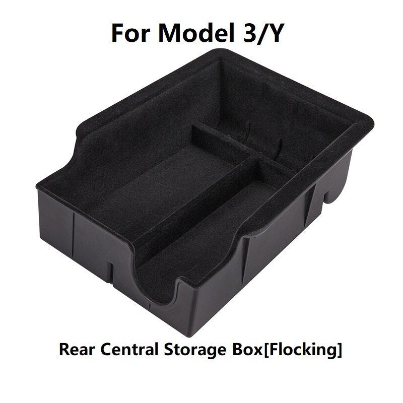 Reposabrazos Central para coche Tesla modelo 3 Y /2022, caja de almacenamiento, organizador, consola Central, accesorios para Tesla modelo 3 2022: Rear (Flocking)