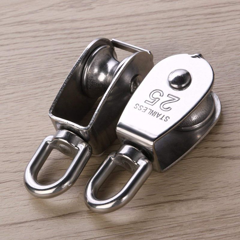 2 stuks 25mm enkele katrolblokken  in 304 roestvrij staal  m25 katrolrol laden 400kg -  zilver