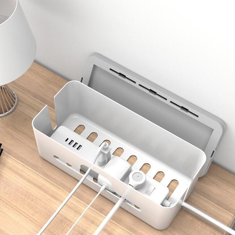 Power Plug Box Desktop Cable Organizer Wire Arrangement Multi-function Box Under Desk Cable Management Tray