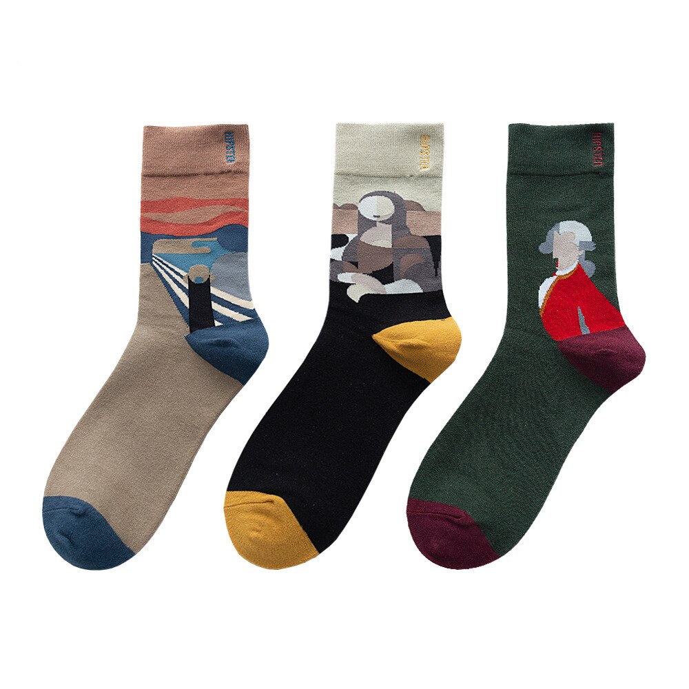 3Pairs/lot Novelty Men Socks Rocket Lift off Scenes Socks Funny Space Program Pattern Socks Streetwear Boy Socks 36-43 Unisex: XX39005