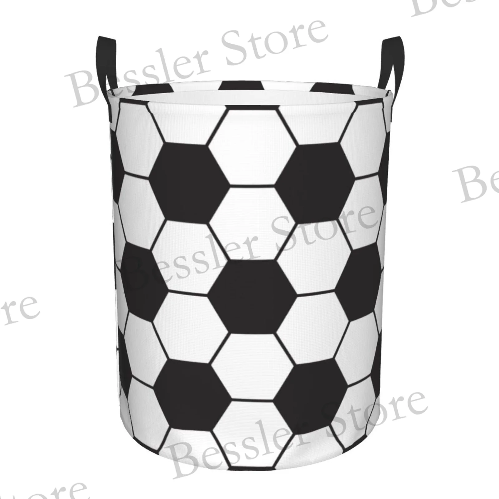 Foldable Laundry Basket For Dirty Clothes Soccer Balls Sport Football Pattern Storage Hamper Kids Baby Home Organizer: S / Brown