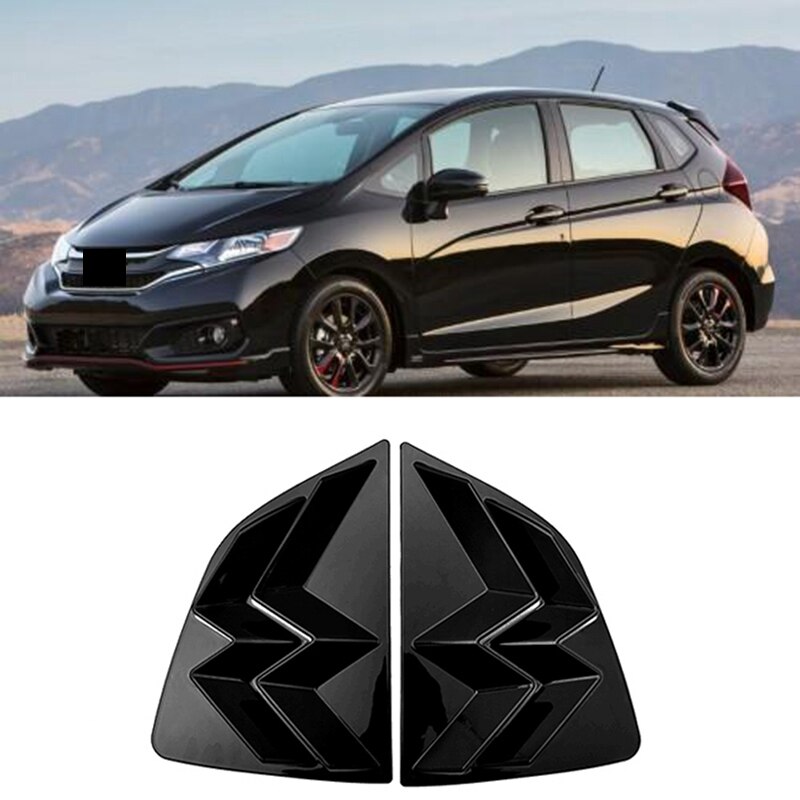 Auto Gloss Black Side Window Louvre Shutter Cover Trim Voor Honda Fit Jazz