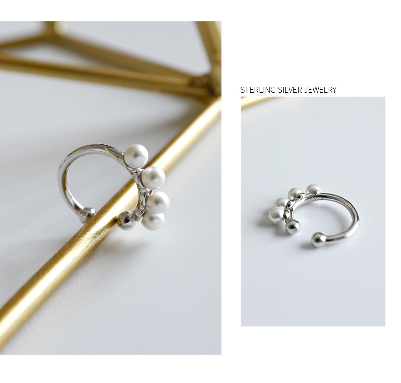 F.i.n.s S925 Sterling Zilveren Cirkel Witte Parel Clip Oorbellen Oor Manchet Voor Vrouwen Clip Oorbellen Zonder Piecing 1Pc