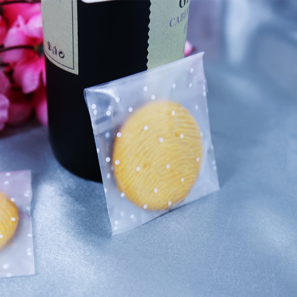 100PCS Transparent Dot Cookie Candy Bag Candy Bag Package For DIY Wedding Birthday Goodies Snack Baking Plastic Bag