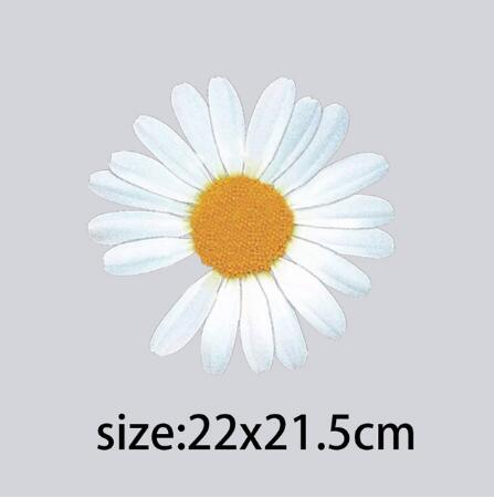 Parches de margaritas pequeñas para ropa, conjunto de transferencia de calor para camisetas, adhesivo decorativo de flores: 22x21.44cm
