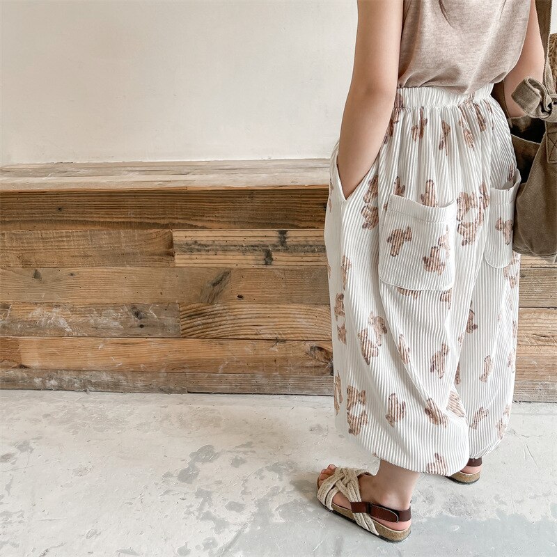 2022 Summer Children Trousers Cute Bear Print Girls Mosquito Pants Thin Cotton Kids Harem Pants Baby Pants Boys Casual Pants