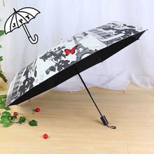 Jiangpanyue paris rose sommerfugl parasol sort belægning uv parasol paraply regn kvinder beskeden jomfru parapluieparaguas
