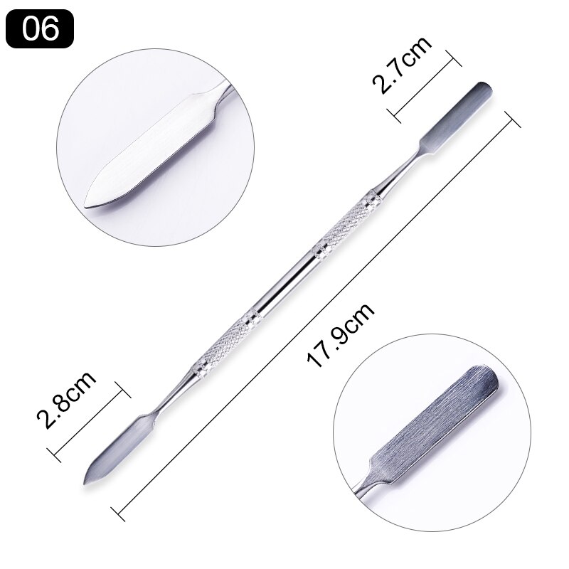 Empujador de cutículas de doble punta de acero inoxidable, producto para eliminar la piel muerta, pedicura, cuidado de las uñas, 1 ud.