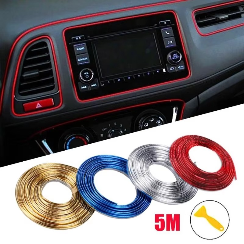 Moldura Universal para decoración de coche, tiras flexibles, molduras interiores para coche, embellecedor de cubierta para salpicadero, puerta, estilo de coche, 5M