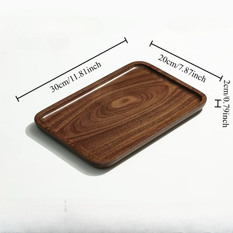 Black Walnut Wood Tray Household Wooden Tea Tray Put Cups Wooden Plate Coffee Dessert Storage Dinner Plate: green
