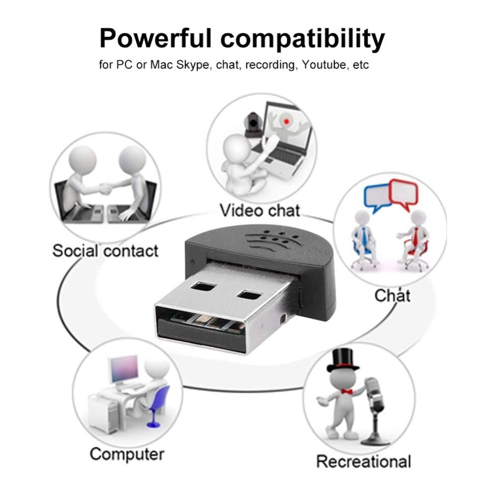 Portable Mini USB 2.0 Microphone, USB Mini Studio Speech Microphone Recording Audio MIC Adapter for Computer PC