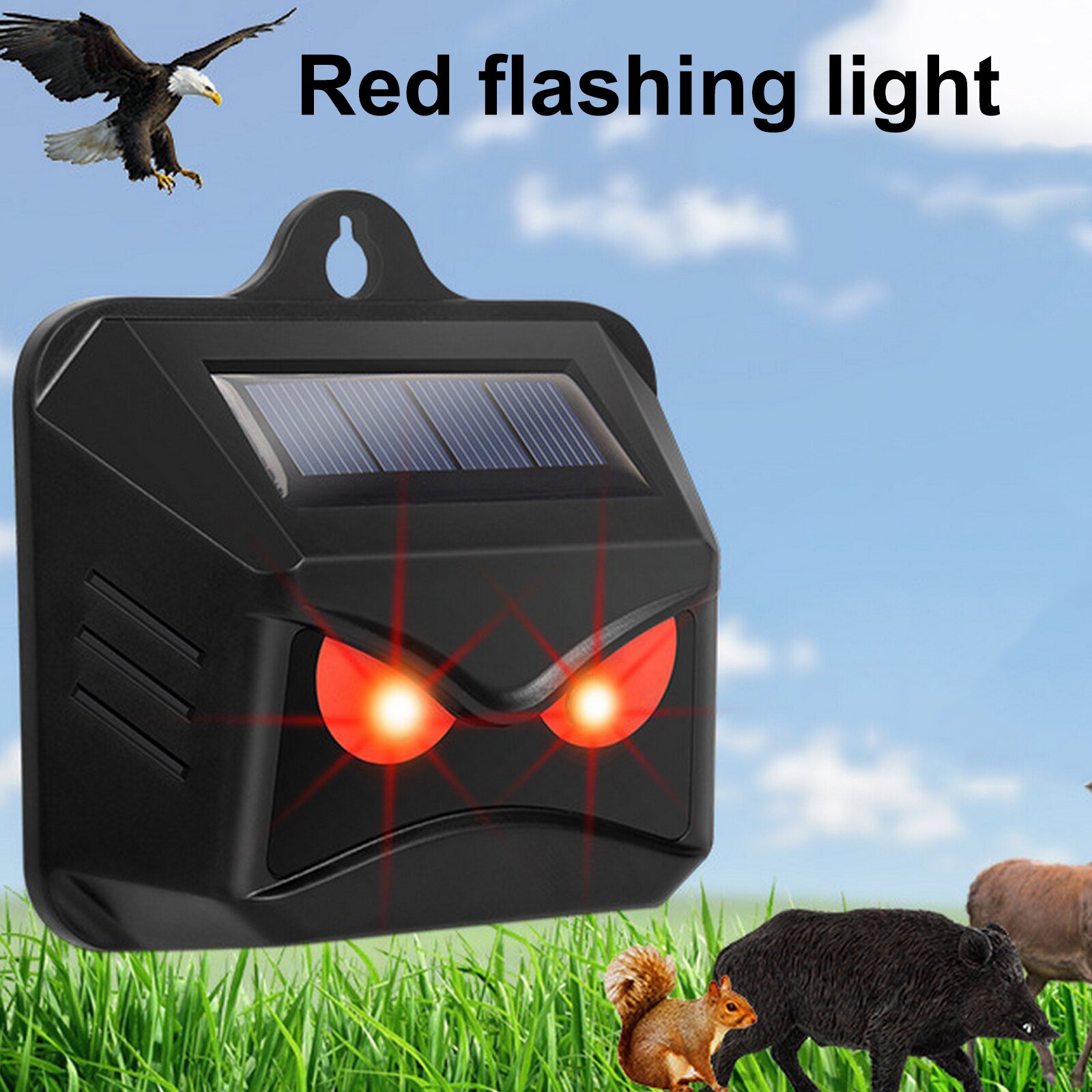 Solar Night Animal Repeller Wild Animal Predator Deterrent, with Red LED Light Effective Repellent Solar Charging Drive Repeller